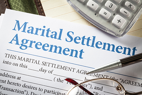 Document for Marital Settlement Agreement. Divorce concept